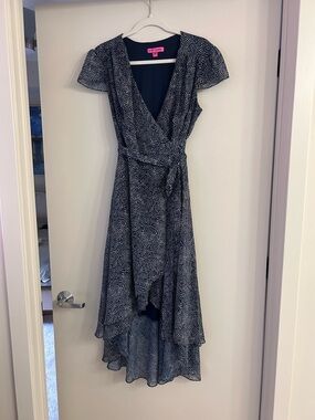 Betsey Johnson Navy and White Wrap Dress